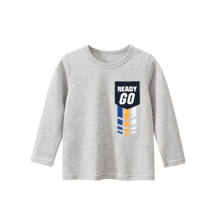 27KIDS-031807 童裝新品2023春季韓版男童打底衫批發 兒童長袖T卹kids clothes