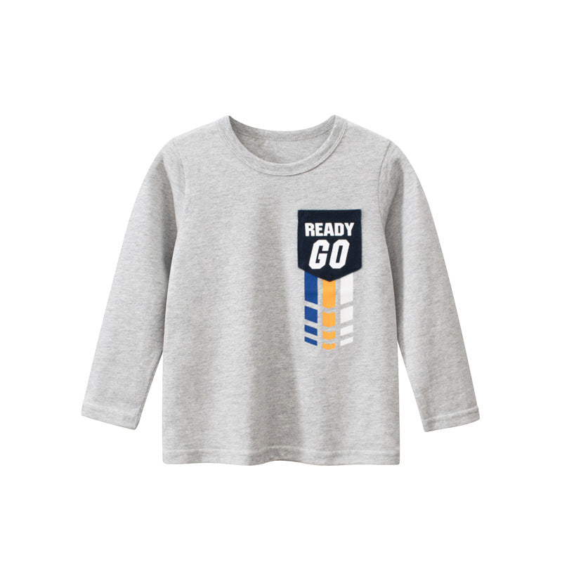 27KIDS-031807 童裝新品2023春季韓版男童打底衫批發 兒童長袖T卹kids clothes